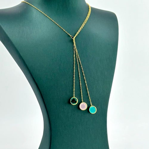 عقد الاحجار الملونة - متحرك ( 3.4 جرام - عيار 21 -...