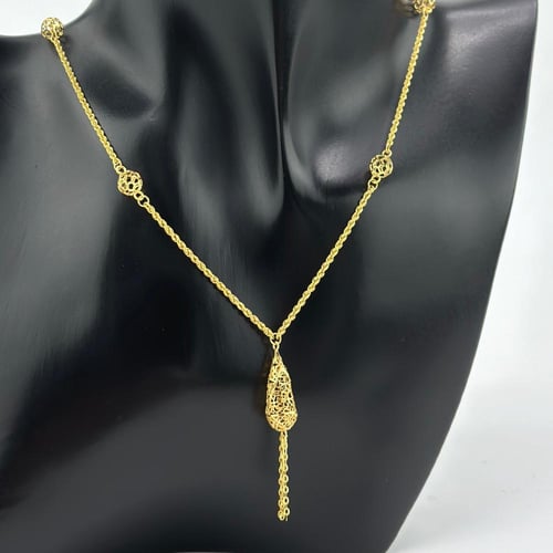 عقد الدمعة بسلسال مبروم ( 3.5 جرام - عيار 21 - NE0...