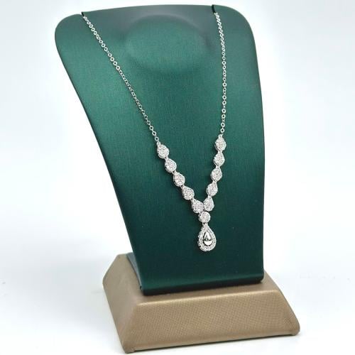 عقد ذهب ابيض على شكل دمعات ( 2.5 جرام- عيار 18 -NE...