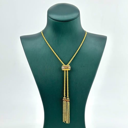 عقد بسلسال مبروم و تطعيمات من لون المينا ( 6.8 جرا...