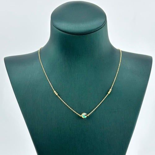 عقد ذهب ناعم مطعّم بألوان المينا ( 1.9 جرام - عيار...