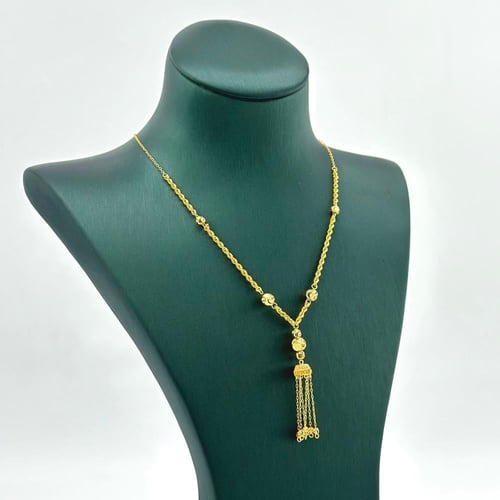 عقد ذهب مطعَم بكرات الليزر و الزريكون ( 3.9 جرام -...