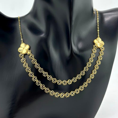 عقد طوق ذهب دورين على شكل ورود ( 8.9 جرام - عيار 2...