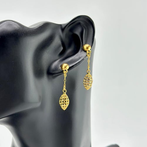 حلق ذهب بتصميم شرقي انيق ( 3.0 جرام - عيار 21 - EA...