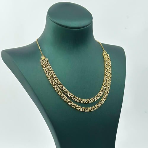 طقم ذهب طوق دورين على شكل مربعات ( 15.4 جرام - عيا...