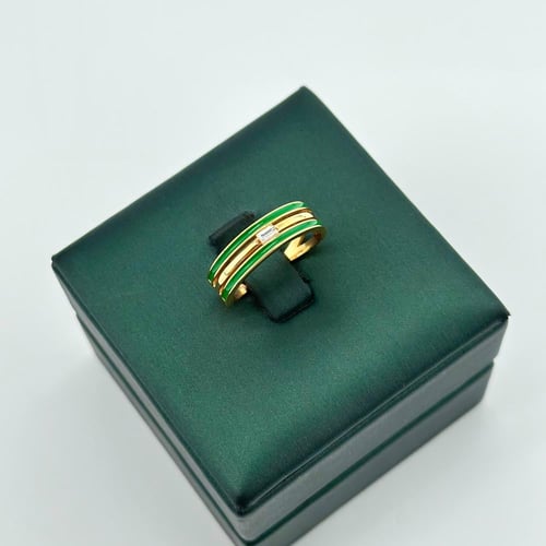 خاتم تصميم الماس مطعّم بالوان المينا ( 3.4 جرام -...