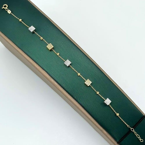 عقد مع سوارة مكس مكعبات الذهب ( 7.5 جرام - عيار 18...