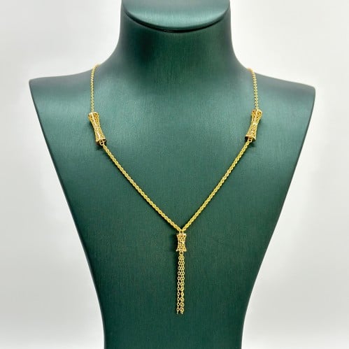 عقد على شكل اسطواني بسلسال ( 4.0 جرام - عيار 21 -...