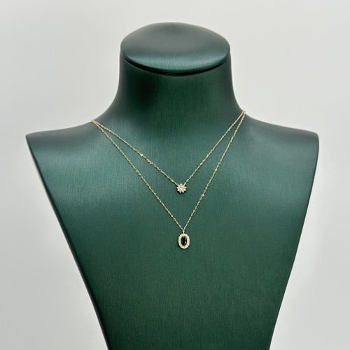 عقد دورين ناعم على شكل بيضاوي ( 0.7 جرام - عيار 18...