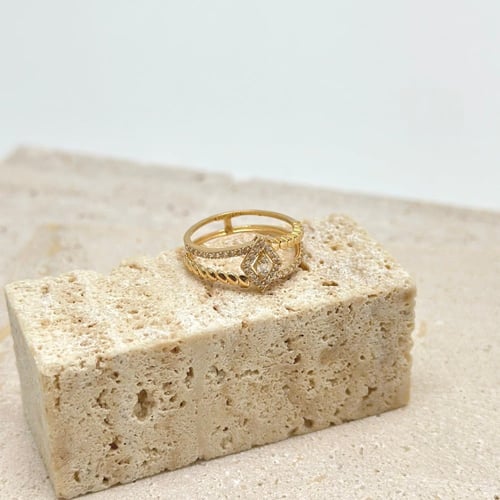 خاتم ذهب ناعم على شكل معين تصميم الماس ( 1.8 جرام...