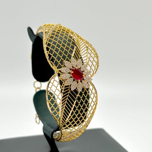 طقم سوارة مع خاتم بتصميم عصري ( 12.4 جرام - عيار 2...