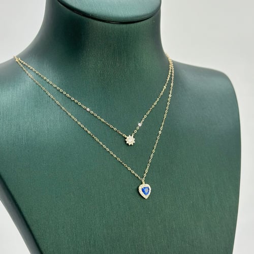 عقد دورين ذهب عيار 18 على شكل قلب ( 0.6 جرام - NE0...