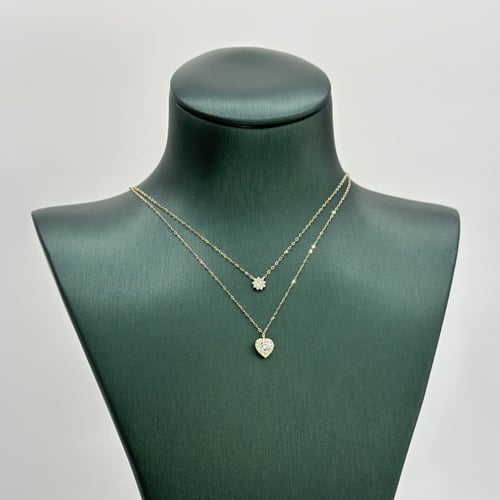 عقد دورين ذهب عيار 18 على شكل قلب ( 0.6 جرام - NE0...