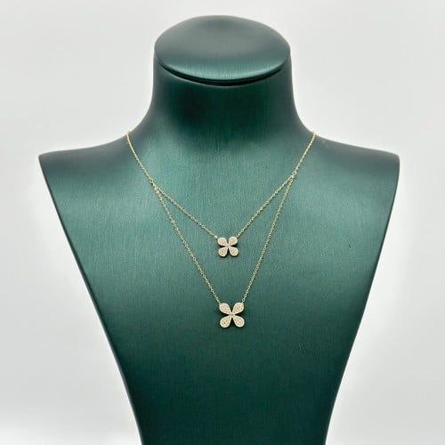 عقد فلاور دورين تصميم الماس ( 1.1 جرام - عيار 18 -...