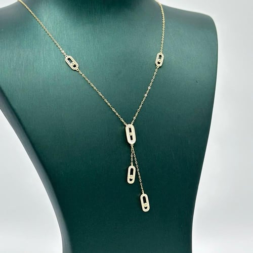 عقد تصميم الماس مطعّم بالوان المينا ( 1.6 جرام - ع...