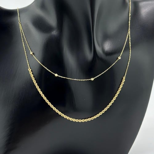 عقد بسلسال مبروم و مطعّم بكرات الليزر ( 2.2 جرام -...