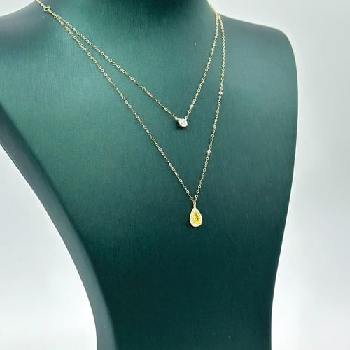 عقد ذهب الدمعة تصميم الماس ( 0.7 جرام - عيار 18 -...