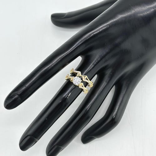 خاتم توينز ذهب تصميم الماس بقصت سوليتير ( 2.3 جرام...