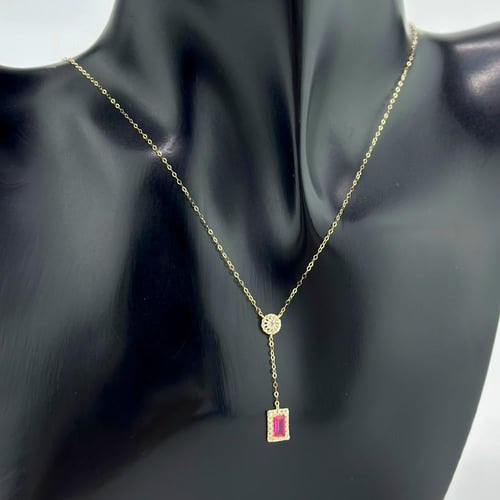 عقد ذهب ناعم على شكل مربع ( 0.8 جرام - عيار 18 - N...