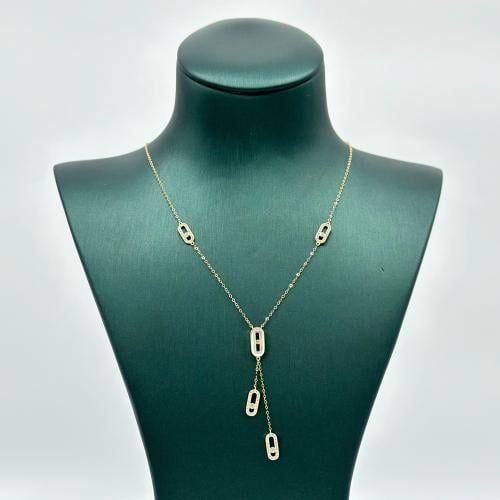 عقد تصميم الماس مطعّم بالوان المينا ( 1.6 جرام - ع...