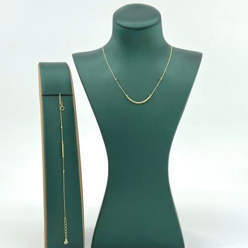 عقد مع سوارة ذهب الكرات اللماعة ناعمة ( 3.0 جرام -...