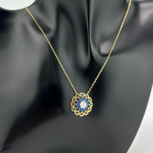 عقد وردة بحجر ملون ( 2.6 جرام - عيار 21 - NE0496 )