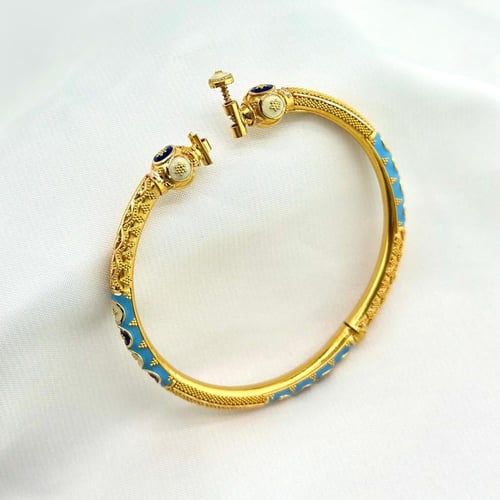 سوارة تصميم هندي بألوان الميناء ( 17.0 جرام - عيار...