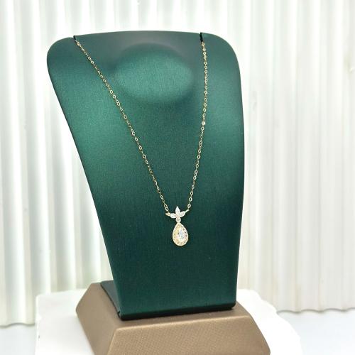 عقد ذهب الدمعة عيار 18 تصميم الماس ( 0.6 جرام - NE...