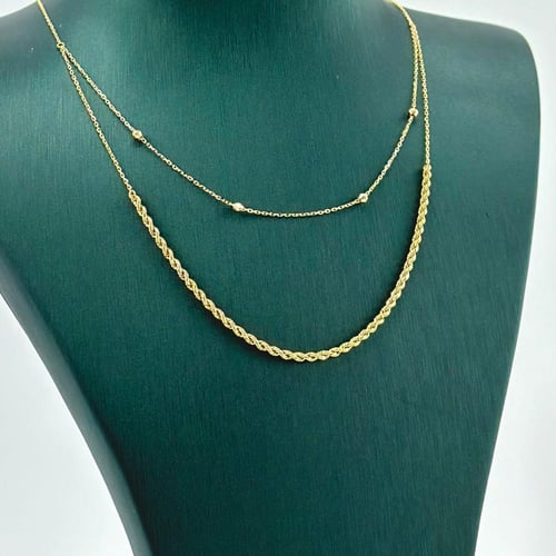 عقد بسلسال مبروم و مطعّم بكرات الليزر ( 2.2 جرام -...