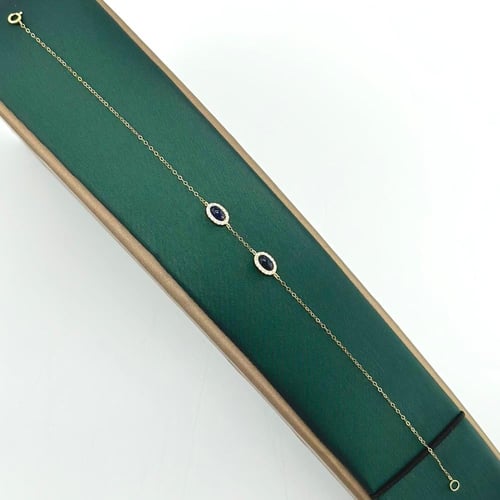 سوارة ذهب اصفر تصميم الماس على شكل بيضاوي ( 0.6 جر...