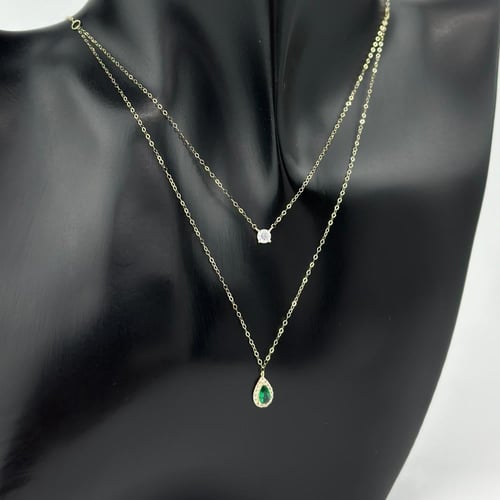 عقد ذهب الدمعة تصميم الماس ( 0.7 جرام - عيار 18 -...