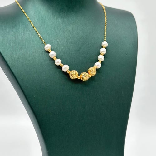 عقد لؤلؤ مع كرات الليزر ( 3.7 جرام - عيار 21 - NE0...