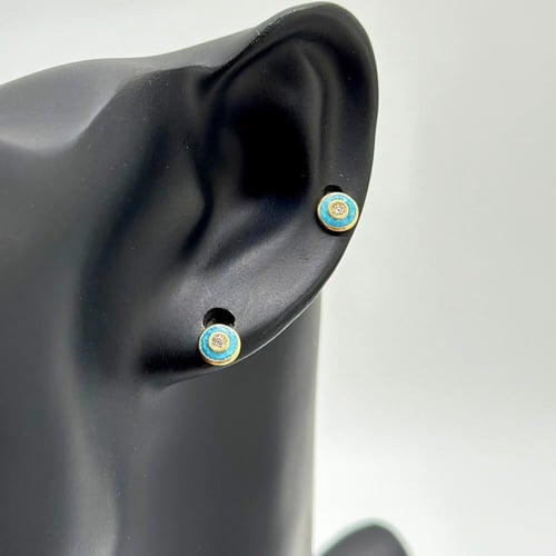 حلق ناعم تصميم الماس مع لون الميناء ( 1.2 جرام - ع...