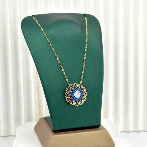 عقد وردة بحجر ملون ( 2.6 جرام - عيار 21 - NE0496 )