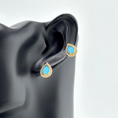 حلق ذهب على شكل دمعة تصميم ألماس ( 1.8 جرام - عيار...