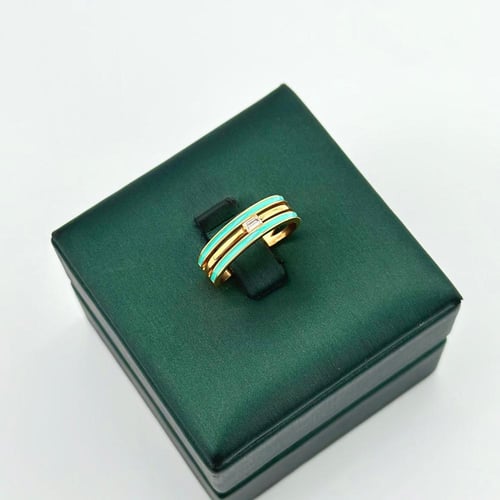 خاتم تصميم الماس مطعّم بالوان المينا ( 3.4 جرام -...