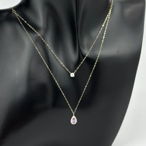 عقد ذهب الدمعة تصميم الماس ( 0.7 جرام - عيار 18 -...