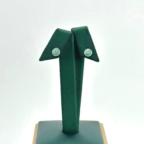 حلق ناعم تصميم الماس مع لون الميناء ( 1.2 جرام - ع...