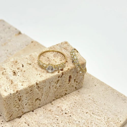 خاتم توينز ذهب تصميم الماس بقصت سوليتير ( 2.1 جرام...