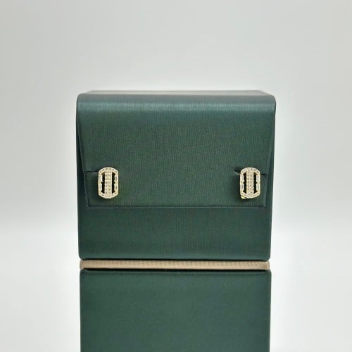 حلق ناعم على شكل مربع تصميم الماس ( 1.8 جرام - عيا...