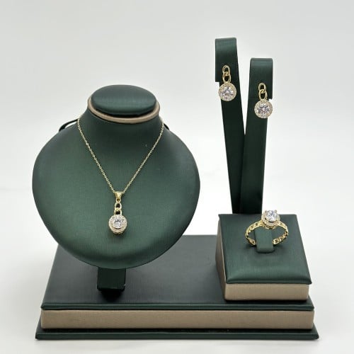 نصف طقم مّطعم بفص سوليتير ( 9.3 جرام - عيار 18 - H...