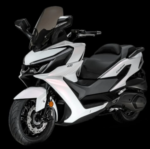 SYM 400 motorcycle, white color