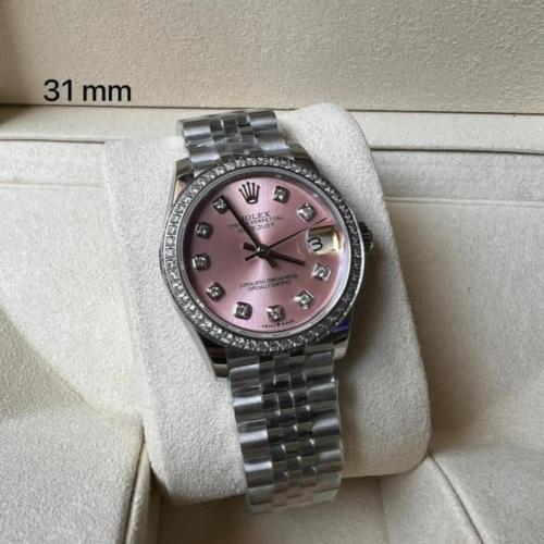 ساعه رولكس نسائيه ميناء وردي datejust 31mm كريستال
