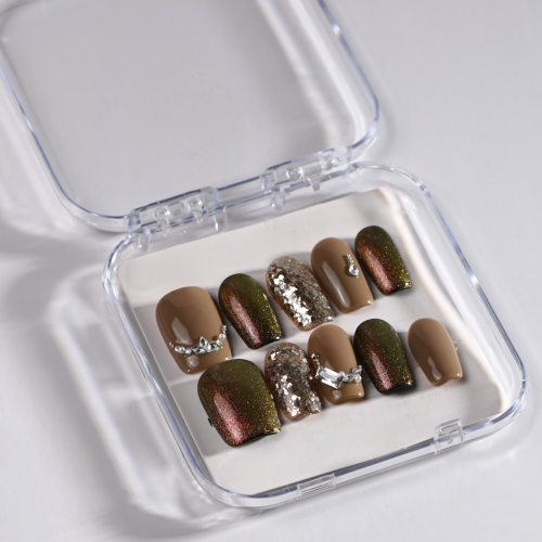 Luxury Bronze Chrome N13 Press-On Nails
