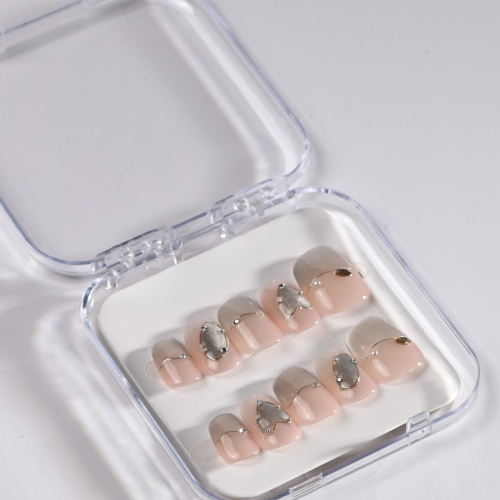 Luxury Smoky Crystal French N20 Press-On Nails