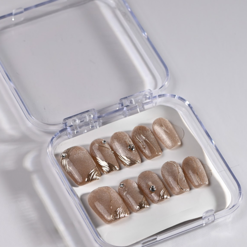 Luxury Caramel Gold Wave N2 Press-On Nails