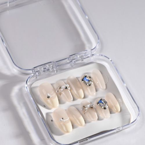 Bridal Crystal Pearl French N21 Press-On Nails