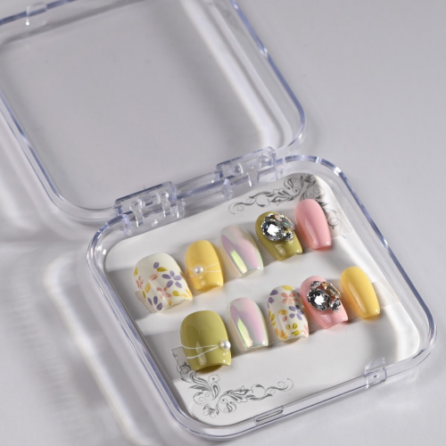 Trend Color Bloom Crystal N4 Press-On Nails