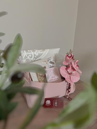 Pink leather basket