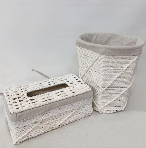 سلة مع علبة مناديل خوص 7529